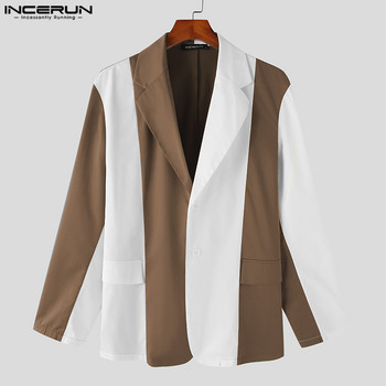 INCERUN 2023 Ανδρικό μπλέιζερ συνονθύλευμα υπερμεγέθη μακρυμάνικο ανδρικό κοστούμι για πάρτι Streetwear Ανοιξιάτικη μόδα Casual παλτό για άνδρες S-5XL