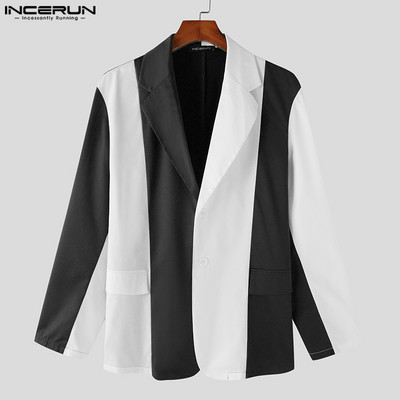 INCERUN 2023 Ανδρικό μπλέιζερ συνονθύλευμα υπερμεγέθη μακρυμάνικο ανδρικό κοστούμι για πάρτι Streetwear Ανοιξιάτικη μόδα Casual παλτό για άνδρες S-5XL