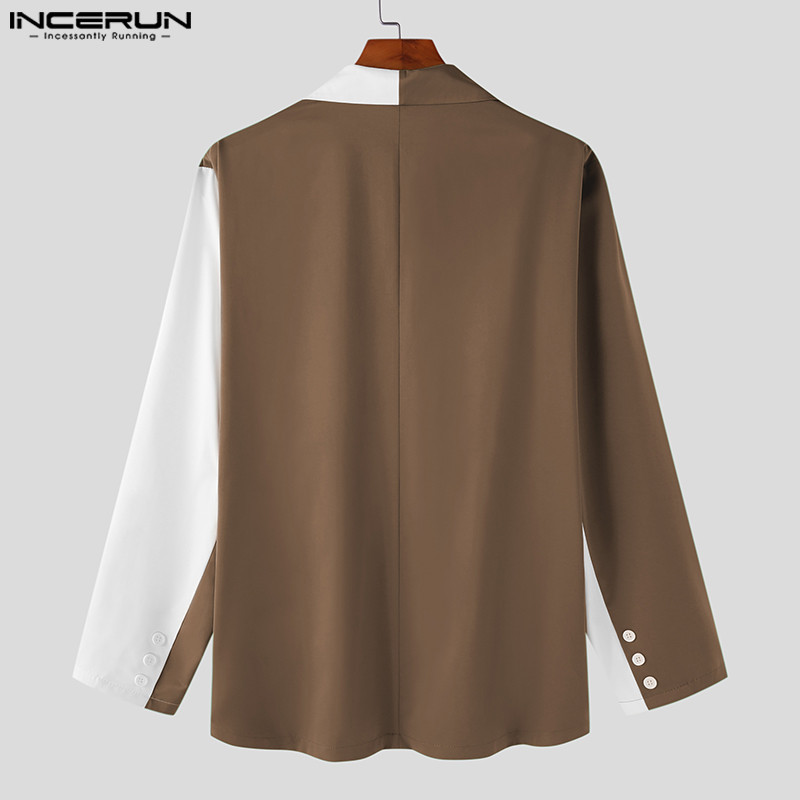 INCERUN 2023 Ανδρικό μπλέιζερ συνονθύλευμα υπερμεγέθη μακρυμάνικο ανδρικό κοστούμι για πάρτι Streetwear Ανοιξιάτικη μόδα Casual παλτό για άνδρες S-5XL