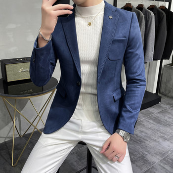 2023 Hombre Suit Δερμάτινο μπουφάν Ανδρικό Terno Masculino Ανδρικά Ρούχα Δερμάτινο μπουφάν Blazer Ανδρικό Casual Slim Blazer 6 Χρώμα