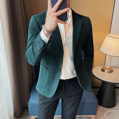 Nova muška jakna od samta 2023. Slim Fit Ležerno zgodno odijelo Trendy Veste Kostim Homme Muška odjeća Kaputi