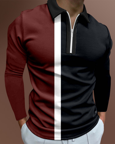 Ανδρικά casual φθινοπωρινά μακρυμάνικα μπλουζάκια πόλο ανδρικά ανδρικά μπλουζάκια με φερμουάρ Μπλούζες Street Golf Ρούχα Μονόχρωμα Ανδρικά Ρούχα 2022