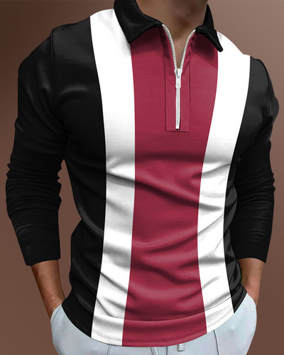 Ανδρικά casual φθινοπωρινά μακρυμάνικα μπλουζάκια πόλο ανδρικά ανδρικά μπλουζάκια με φερμουάρ Μπλούζες Street Golf Ρούχα Μονόχρωμα Ανδρικά Ρούχα 2022
