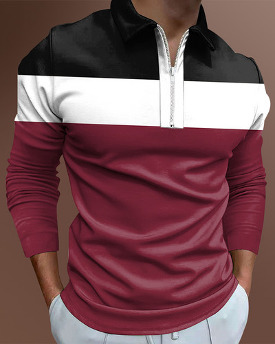 Ανδρικά casual φθινοπωρινά μακρυμάνικα μπλουζάκια πόλο ανδρικά ανδρικά μπλουζάκια με φερμουάρ Μπλούζες Street Golf Ρούχα Μονόχρωμα Ανδρικά Ρούχα 2022