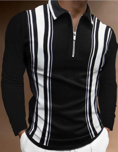 Ανδρικά casual φθινοπωρινά μακρυμάνικα μπλουζάκια πόλο ανδρικά ανδρικά μπλουζάκια με φερμουάρ Μπλούζες Street Golf Ρούχα Μονόχρωμα Ανδρικά Ρούχα 2022
