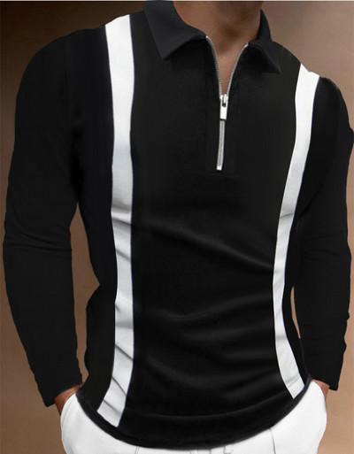 Ανδρικά casual φθινοπωρινά μακρυμάνικα μπλουζάκια πόλο ανδρικά ανδρικά μπλουζάκια με φερμουάρ Μπλούζες Street Golf Ρούχα Μονόχρωμα Ανδρικά Ρούχα 2022