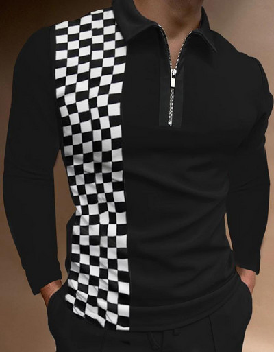 Ανδρικά casual φθινοπωρινά μακρυμάνικα μπλουζάκια πόλο ανδρικά ανδρικά μπλουζάκια με φερμουάρ Μπλούζες Street Golf Ρούχα Μονόχρωμα Ανδρικά Ρούχα 2022