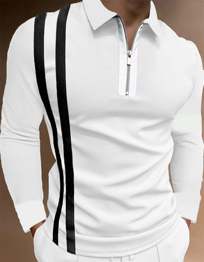Ανδρικά casual φθινοπωρινά μακρυμάνικα μπλουζάκια πόλο ανδρικά ανδρικά μπλουζάκια με φερμουάρ Μπλούζες Street Golf Ρούχα Μονόχρωμα Ανδρικά Ρούχα 2022