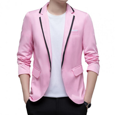 Meeste bleiser, värviline plokk, ühe nööbiga ülikond, mantel kevad-sügis, meeste vabaaja jope, pulmad, peigmehe bleiser