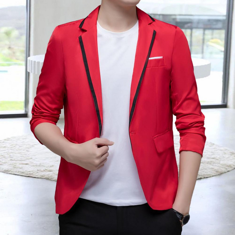 Meeste bleiser, värviline plokk, ühe nööbiga ülikond, mantel kevad-sügis, meeste vabaaja jope, pulmad, peigmehe bleiser