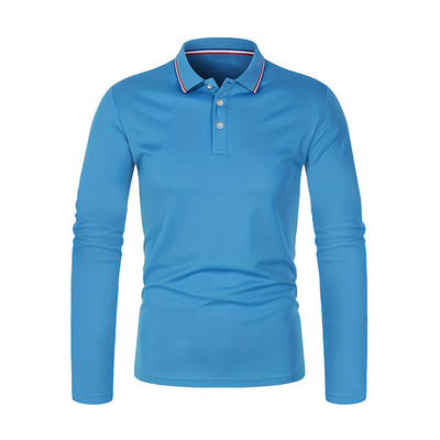 Meeste kevad-sügis vabaaja massiivne hingav puhtast puuvillast polosärk Moodne meeste äri kvaliteetne pikkade varrukatega T-särk