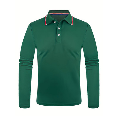 Meeste kevad-sügis vabaaja massiivne hingav puhtast puuvillast polosärk Moodne meeste äri kvaliteetne pikkade varrukatega T-särk