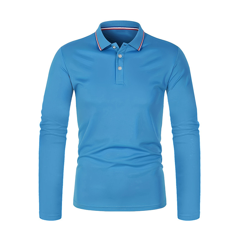 Meeste kevad-sügis vabaaja massiivne hingav puhtast puuvillast polosärk Moodne meeste äri kvaliteetne pikkade varrukatega T-särk