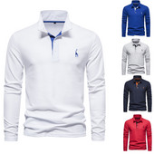 Ανδρικό μπλουζάκι πόλο μονόχρωμο μόδας casual μακρυμάνικο casual πουλόβερ με μοτίβο κεντημένο μπλουζάκι Business Duty Μπλουζάκια