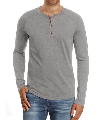 Μονόχρωμο βαμβακερό μπλουζάκι ανδρικό μπλουζάκι casual ανδρικό μακρυμάνικο πουκάμισο με λαιμόκοψη Άνοιξη φθινόπωρο υψηλής ποιότητας Ανδρικό T-shirt MY683