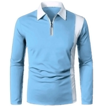 Нова тенденция за 2023 г. Мъжка модна риза с ревери с дълъг ръкав Ежедневна спортна тениска Горнища Мъжко облекло
