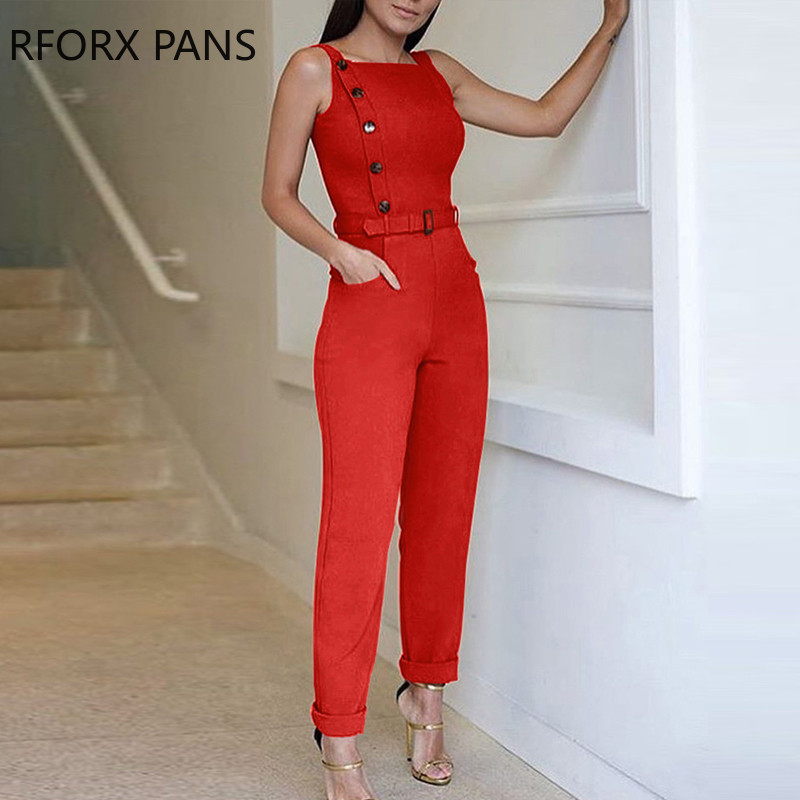 Varrukateta ühevärvilise nööbiga kombinesoon