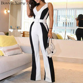 Ženski kombinezon bez rukava s bijelim prugama bez rukava, duge hlače, uredska odjeća Causal, jednodijelni