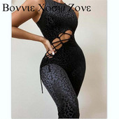 Jednodijelni uski kombinezon bez rukava s leopard uzorkom na vezanje i o-izrezom, jednodijelni ženski kombinezon 2021.