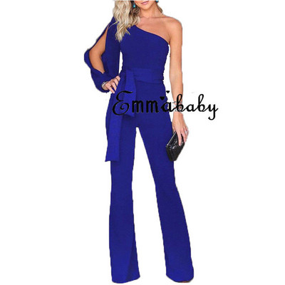 Uus mood naiste naiste klubirõivad suvine mängukostüüm Bodycon Party Jumpsuit ühe õlaga püksid Must valge punane roheline