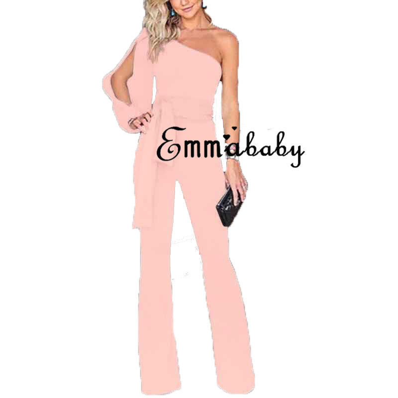 Uus mood naiste naiste klubirõivad suvine mängukostüüm Bodycon Party Jumpsuit ühe õlaga püksid Must valge punane roheline