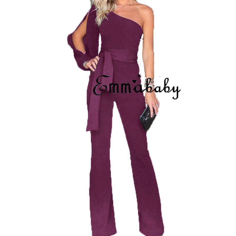 Uus mood naiste naiste klubirõivad suvine mängukostüüm Bodycon Party Jumpsuit ühe õlaga püksid Must valge punane roheline