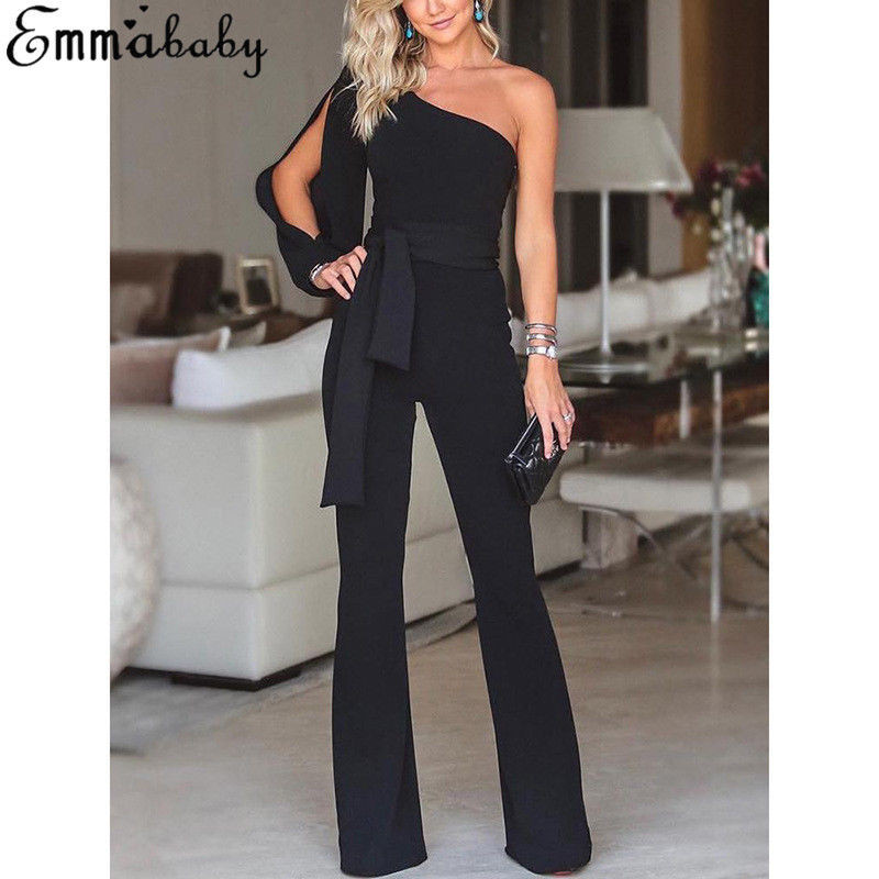 Uus mood naiste naiste klubirõivad suvine mängukostüüm Bodycon Party Jumpsuit ühe õlaga püksid Must valge punane roheline