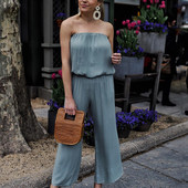 UZZDSS Seksi ženski kombinezoni bez naramenica Kombinezoni širokih nogavica Ženski kombinezoni s otvorenim ramenima i elastičnim strukom Ženski kombinezon