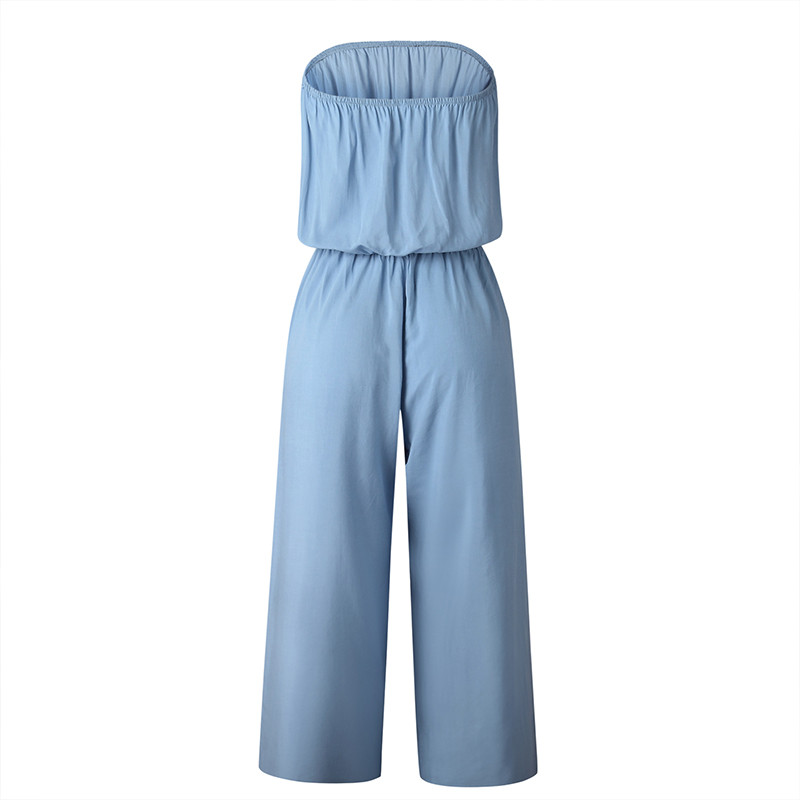UZZDSS Seksi ženski kombinezoni bez naramenica Kombinezoni širokih nogavica Ženski kombinezoni s otvorenim ramenima i elastičnim strukom Ženski kombinezon