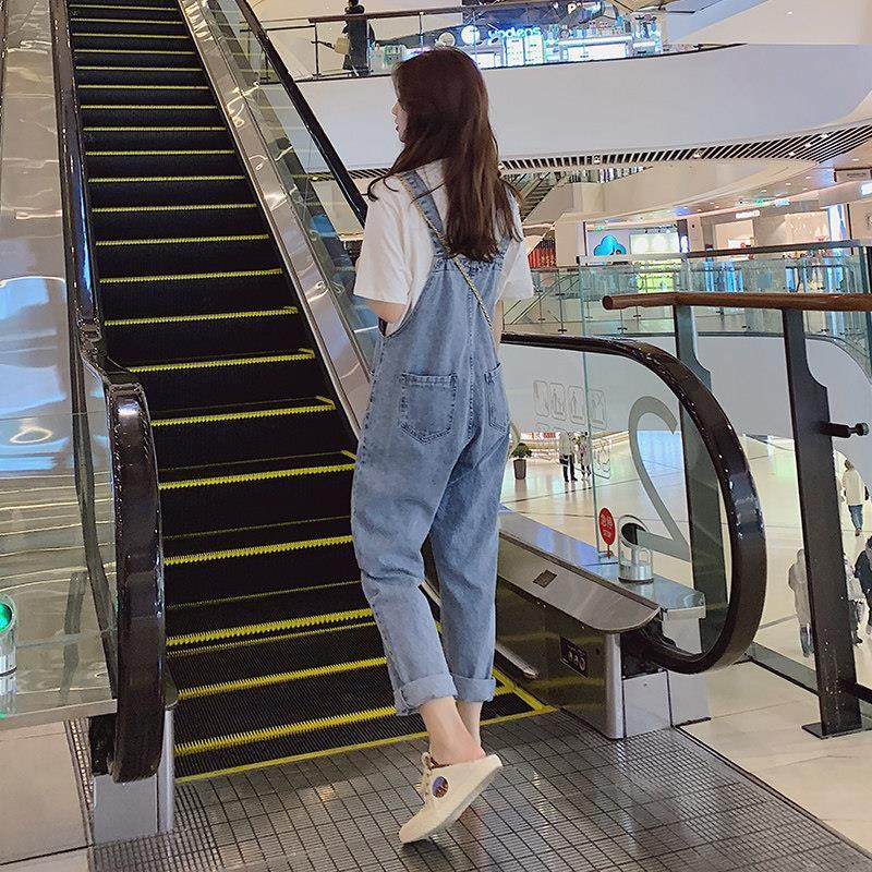 Salopete femei denim spalat salopete albastre stil coreean pantaloni largi ocazional salopete femei cu buzunar Vintage primăvară șic femei