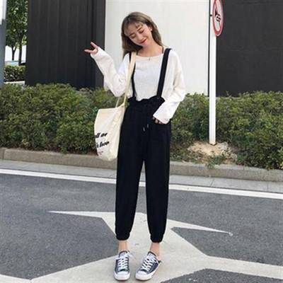 Kombinezoni Ženski proljetni kombinezoni sa slatkim volanima Ženski pleteni kombinezoni bez rukava do gležnja Harem hlače sa studentskim stilom