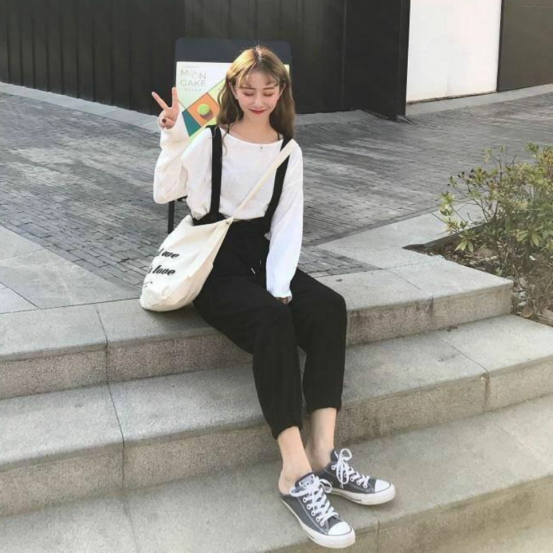 Kombinezoni Ženski proljetni kombinezoni sa slatkim volanima Ženski pleteni kombinezoni bez rukava do gležnja Harem hlače sa studentskim stilom