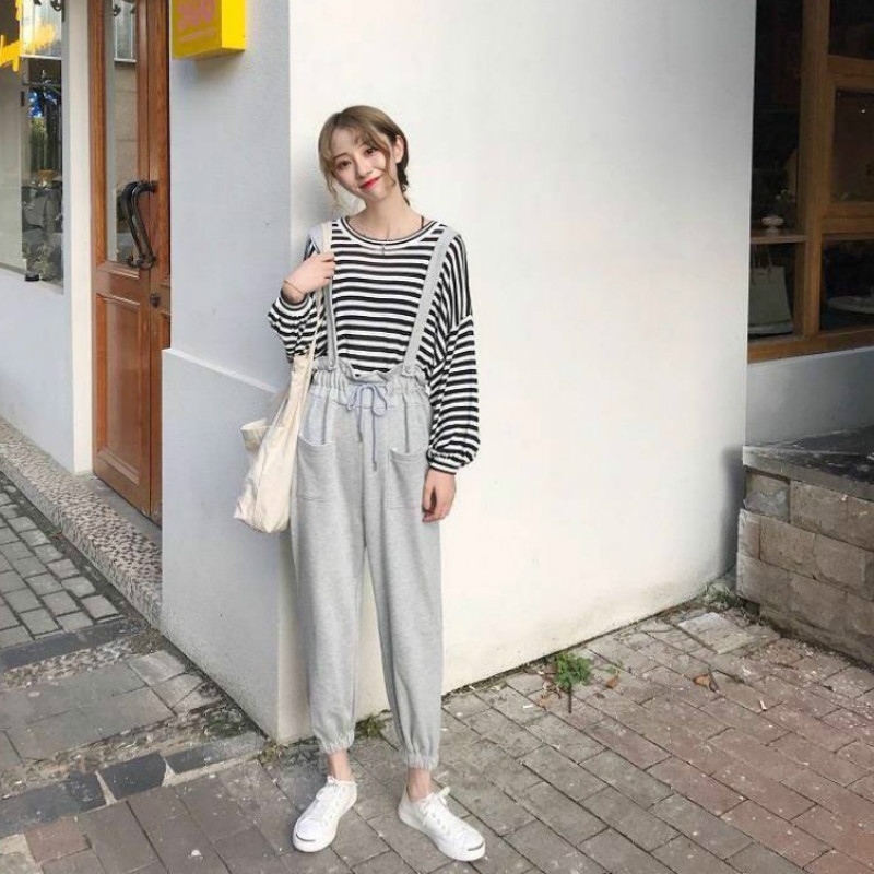 Kombinezoni Ženski proljetni kombinezoni sa slatkim volanima Ženski pleteni kombinezoni bez rukava do gležnja Harem hlače sa studentskim stilom