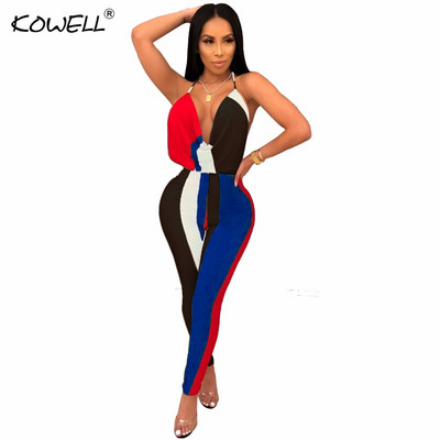 meleg eladó ujjatlan szexi női jumpsuit nadrág nyári mély v nyak patchwork hát nélküli hosszú játszóruha fitness overall party klub