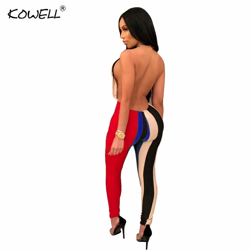 kuum müüa varrukateta seksikas naiste kombinesoon suvine sügav v kaelus lapiline seljata pikk mängukostüüm fitness kombinesoon peoklubi