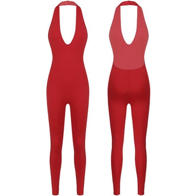 Naiste päitsetega Deep V Neck Treening Body Sexy Ladies Hingav varrukateta Seljata õhuke Jõusaali Fitness Sport Jumpsuits