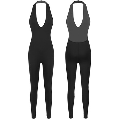 Naiste päitsetega Deep V Neck Treening Body Sexy Ladies Hingav varrukateta Seljata õhuke Jõusaali Fitness Sport Jumpsuits