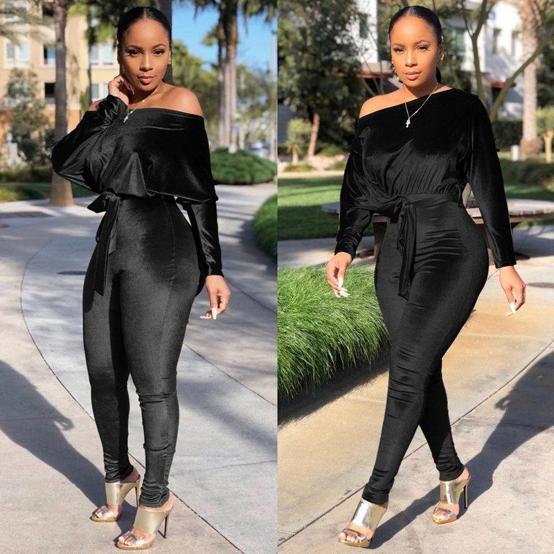 Baršunasti kombinezon za trenirku Ženski seksi bodi Elastičan kombinezon za dame Uredske dame Kombinezoni s remenom Body Femme