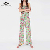 HStar Γυναικείες καλοκαιρινές αμάνικές φόρμες Boho Vintage Floral Γυναικεία ελαστική φόρμα Casual Holiday Lady Beach Rompers