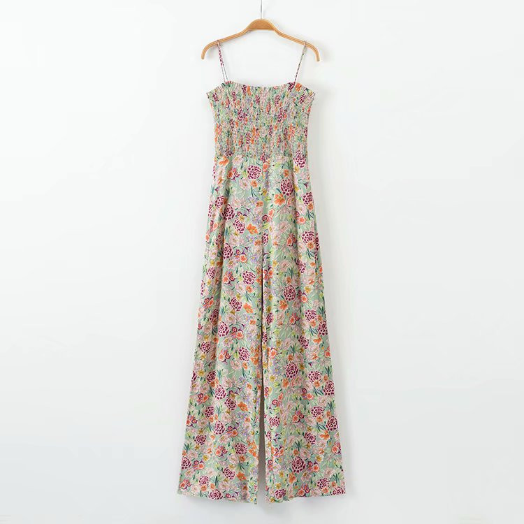 HStar Γυναικείες καλοκαιρινές αμάνικές φόρμες Boho Vintage Floral Γυναικεία ελαστική φόρμα Casual Holiday Lady Beach Rompers