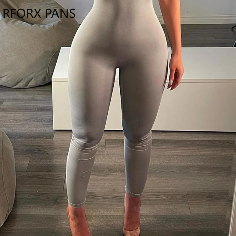 Naiste šikk Solid One Shoulder Bodycon Skinny Jumpsuit Sexy Dancing Jumpsuit