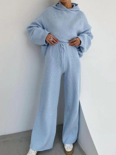 2023. aasta sügisene vabaaja naiste kootud kaheosaline komplekt Pullover Hoodid Topid Kõrge vöökohaga püksid Ülikond Moodne Elegantne spordidress