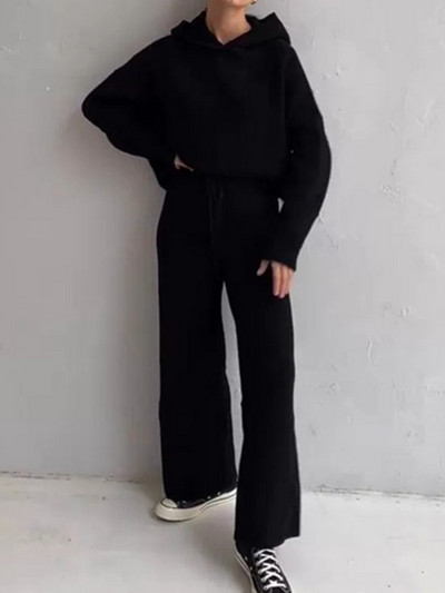 2023. aasta sügisene vabaaja naiste kootud kaheosaline komplekt Pullover Hoodid Topid Kõrge vöökohaga püksid Ülikond Moodne Elegantne spordidress