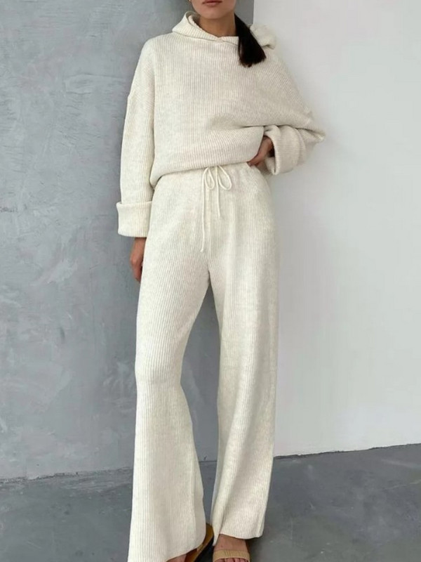 2023. aasta sügisene vabaaja naiste kootud kaheosaline komplekt Pullover Hoodid Topid Kõrge vöökohaga püksid Ülikond Moodne Elegantne spordidress