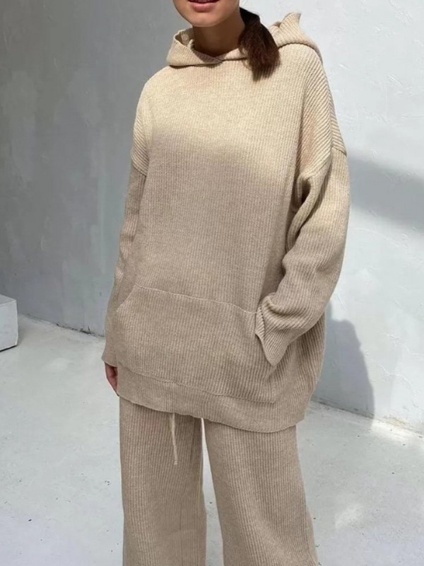 2023. aasta sügisene vabaaja naiste kootud kaheosaline komplekt Pullover Hoodid Topid Kõrge vöökohaga püksid Ülikond Moodne Elegantne spordidress