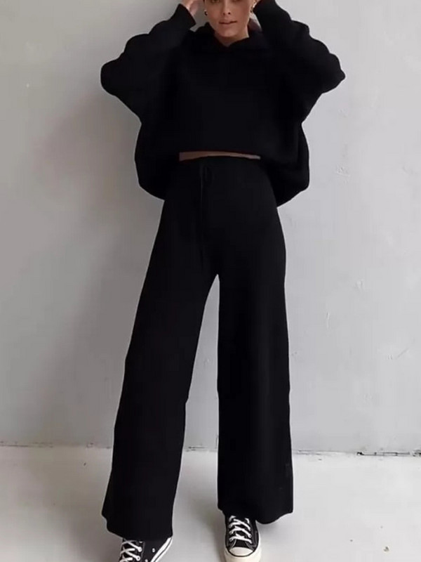 2023. aasta sügisene vabaaja naiste kootud kaheosaline komplekt Pullover Hoodid Topid Kõrge vöökohaga püksid Ülikond Moodne Elegantne spordidress