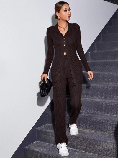 2023. aasta sügisene kootud kampsun, 2 tk/komplekt, naiste elegantne stretšpükste ülikond, naiste soonik, üherealine särk, kardigan jakk