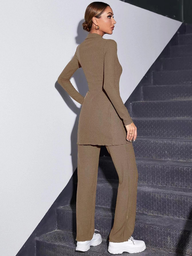 2023. aasta sügisene kootud kampsun, 2 tk/komplekt, naiste elegantne stretšpükste ülikond, naiste soonik, üherealine särk, kardigan jakk