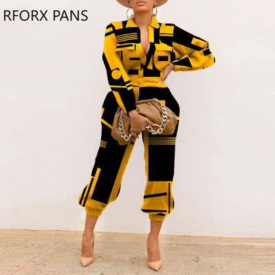 Ženski šik, ležerni, ležerni kombinezon dugih rukava s lažnim džepovima, ravni kombinezon do teladi