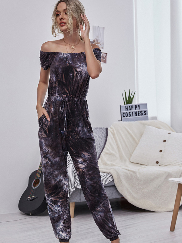 Kevad-sügis uue stiiliga naiste kombinesoonid Euroopa Ameerika moetrükk ühes tükis püksid Olkaimeton vaba aeg kõrge vöökohaga püksid